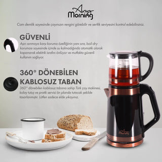 Any Morning DE23203SX Turkish Tea Maker,  2L - 68 oz